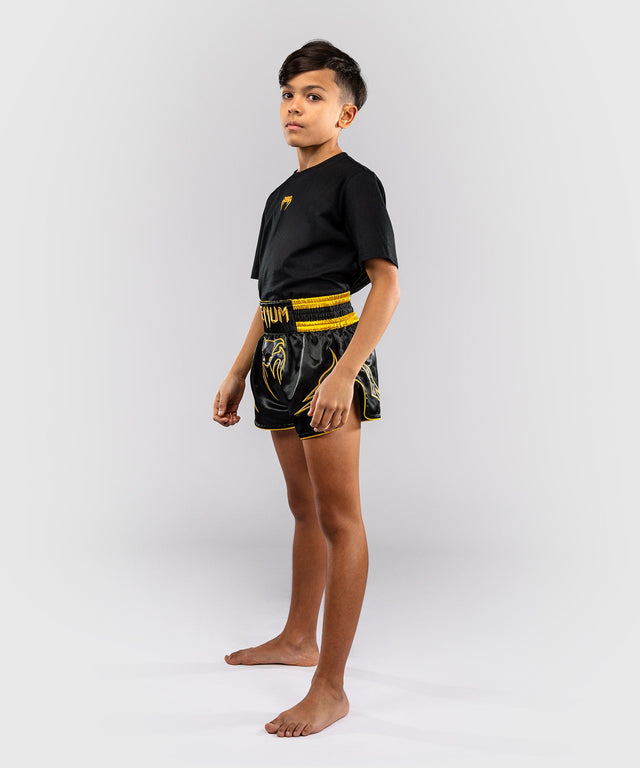 Calções de Muay Thai Venum Bangkok Fury Criança – Preto/Ouro