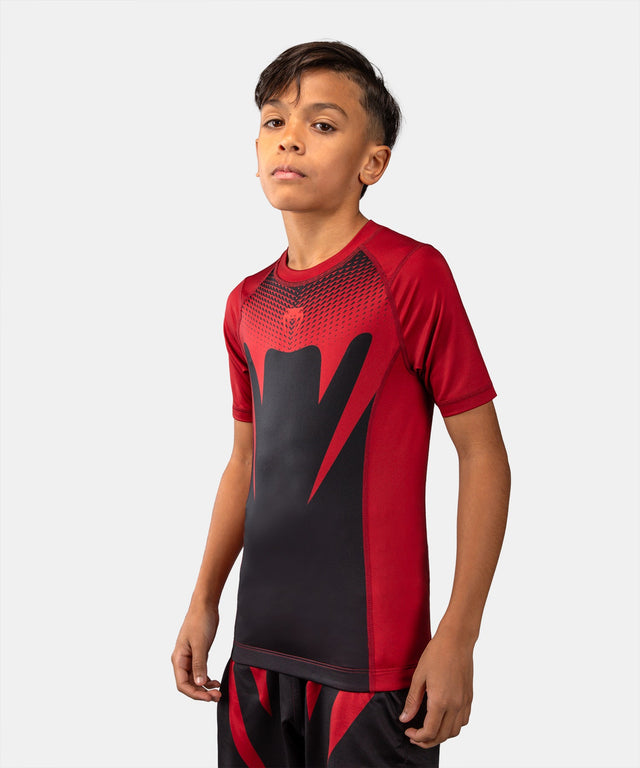 Venum Rashguard Attack Corte Maniche Bambini - Nero/Rosso