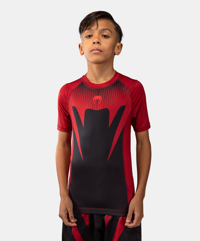 Venum Rashguard Attack Corte Maniche Bambini - Nero/Rosso