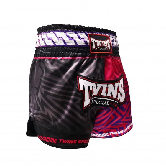 Shorts de Muay Thai Twins TTBL Maze – Noir/Rose