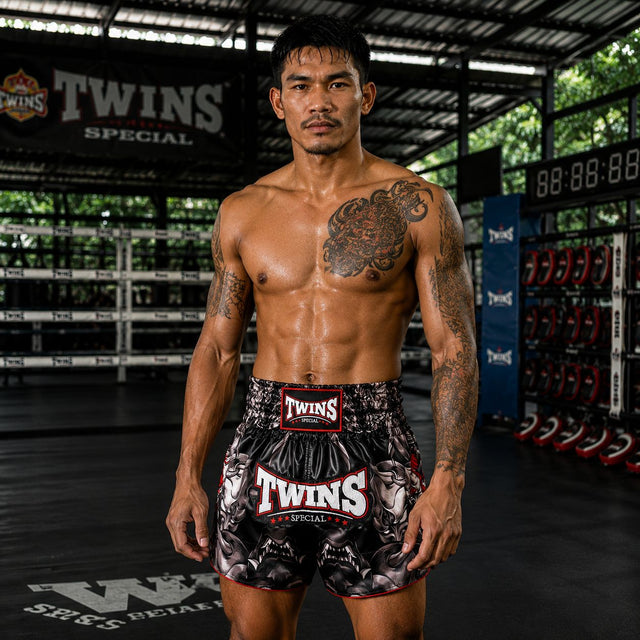 Twins Muay Thai Shorts TTBL Kabuki – Black