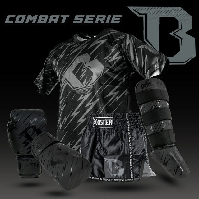 Pantaloncini Muay Thai Booster Combat Series 4 Bambini - Nero