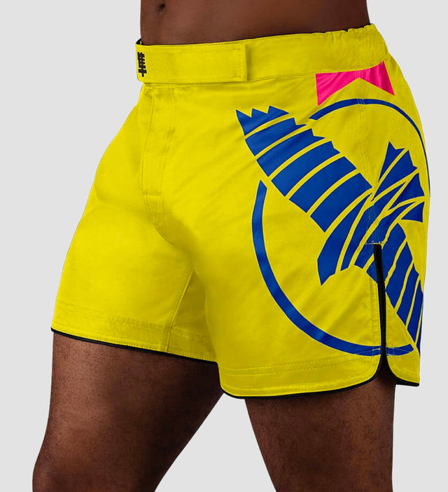 Shorts de MMA Hayabusa Icon – Jaune/Bleu/Rose
