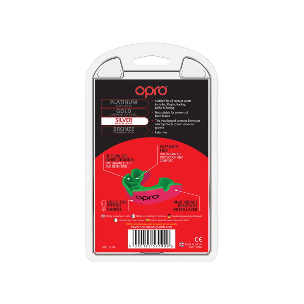 Opro Bitje Self-Fit ’Silver’ - Roze/Groen - Gebitsbeschermers