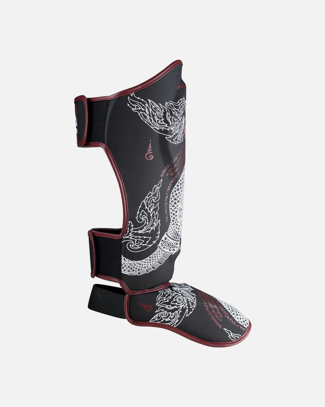 Espinilleras 8 WEAPONS Sak Yant Naga – Negro/Burdeos