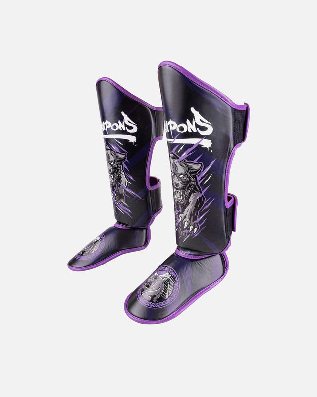 8 WEAPONS Schienbeinschoner Beastial Panther – Schwarz/Lila