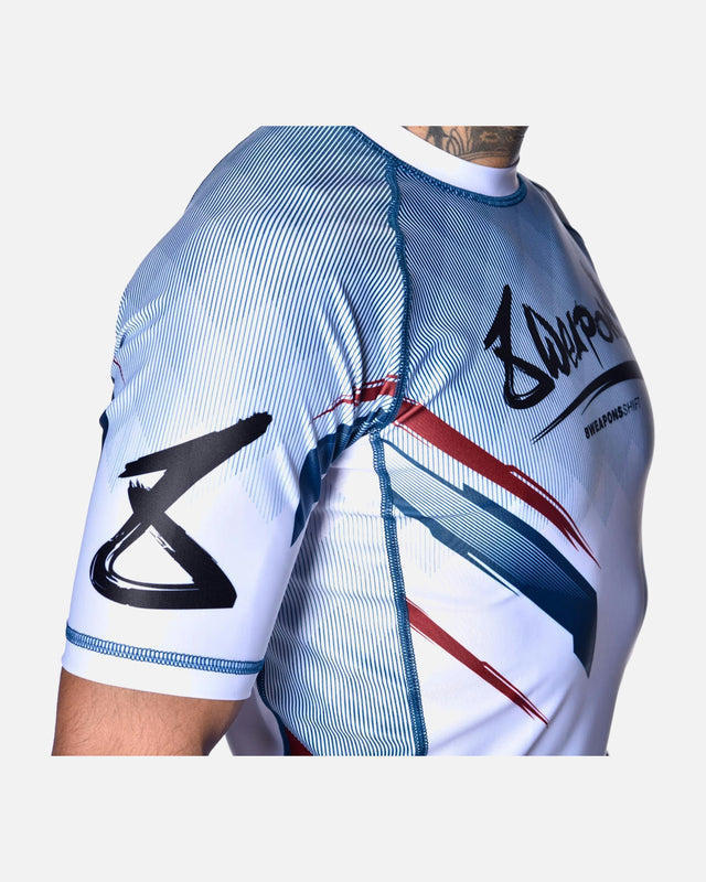 Rashguard 8 WEAPONS Shift – Blanc/Marine/Rouge