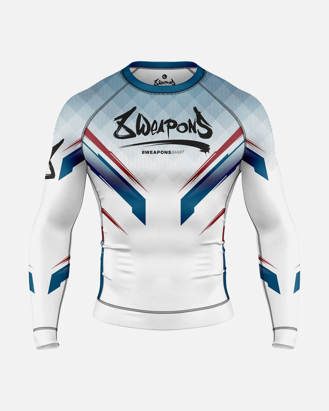 8 WEAPONS Rashguard Shift – White/Navy/Red