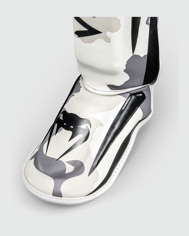 Protège-tibias Venum Elite – Blanc/Gris chiné