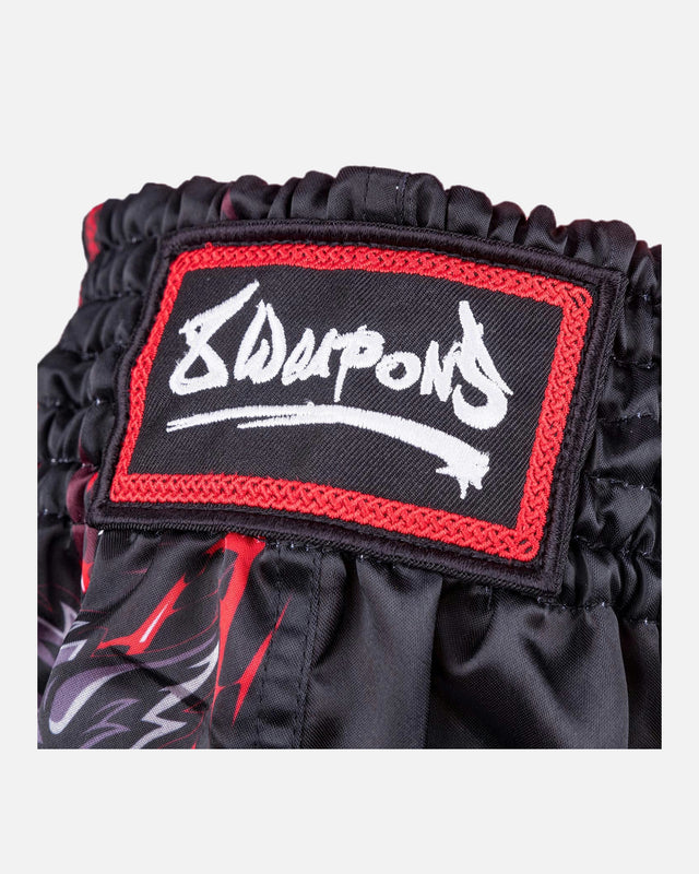 8 WEAPONS Muay Thai Shorts Beastial Wolf - Zwart/Rood