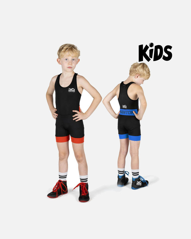 Uniforme de lucha Phantom Athletics Storm Niños - Negro/Rojo/Negro/Azul