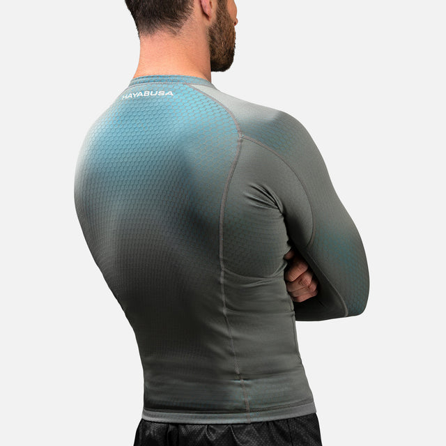 Rashguard Hayabusa Fusion Manga Larga – Gris/Aqua