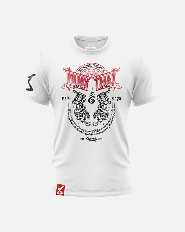 8 WEAPONS T-Shirt Sak Yant Tigers – White