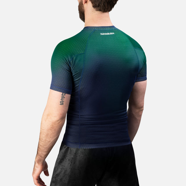 Hayabusa Rashguard Fusion Kurzarm – Blau/Grün