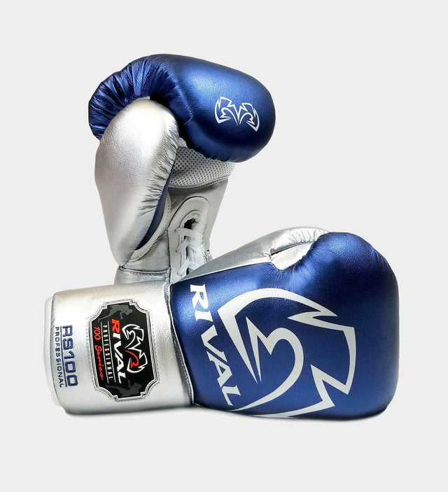 Rival (Kick)Bokshandschoenen RS100 Professional - Blauw/Zilver - (Kick)Bokshandschoenen