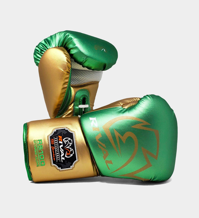 Rival (Kick)Bokshandschoenen RS100 Professional - Groen/Goud - (Kick)Bokshandschoenen