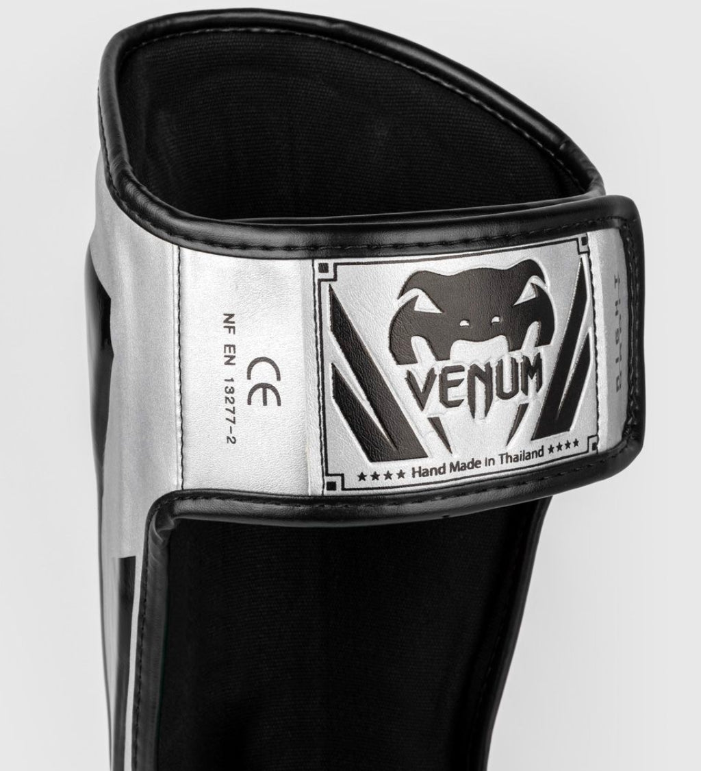 Protège-tibias Venum Elite - Argent/Noir