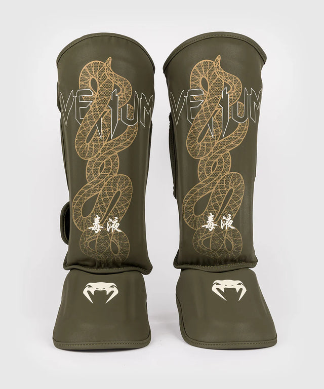 Venum Kickboks Scheenbeschermers Serpenti - Kaki Groen