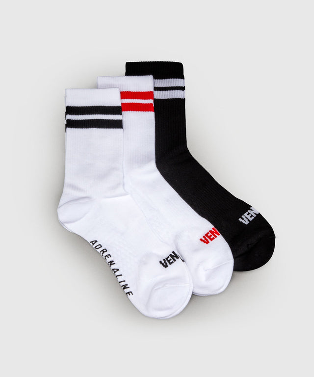 Chaussettes de sport Venum Adrenaline – Pack de 3 – Noir/Blanc/Rouge