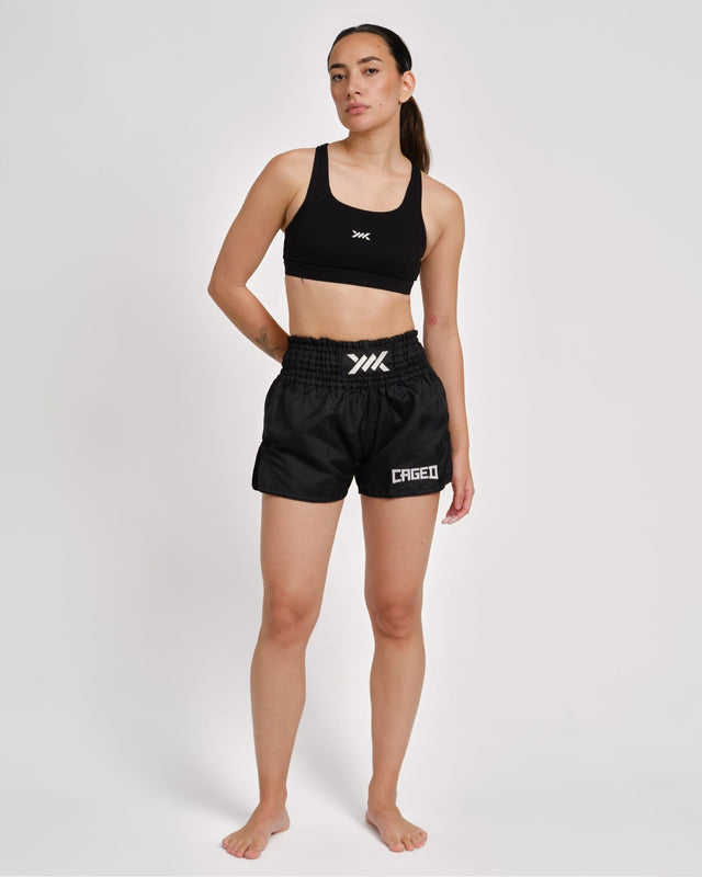 Caged Muay Thai Shorts Classic - Zwart/Wit vrouw