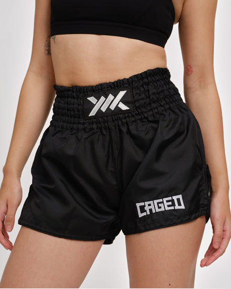 Caged Muay Thai Shorts Classic - Zwart/Wit vrouw