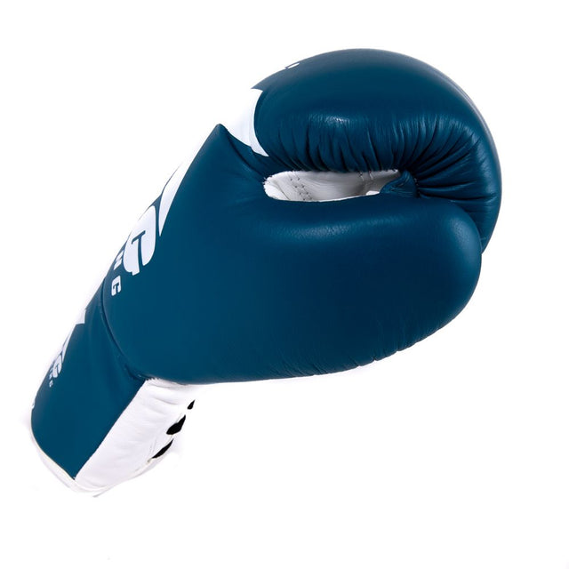 King Pro Boxing Boxhandschuhe BG2 mit Schnürverschluss – Blau/Weiß