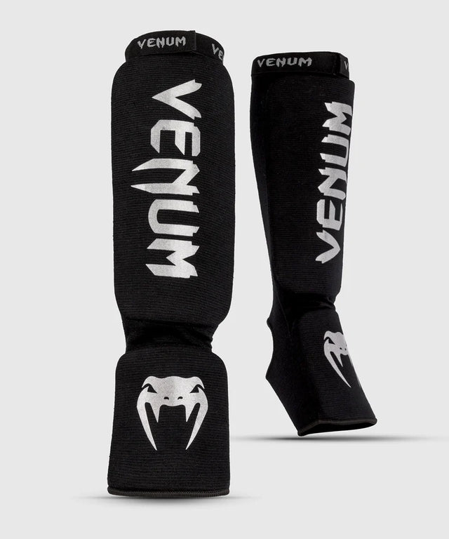 Venum Kickboxing Shin Guards Contact - Black/Silver