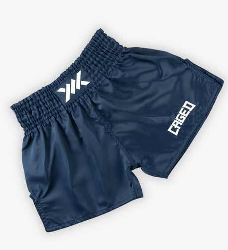 Caged Muay Thai Shorts Classic - Navy Blauw/Wit vrouw