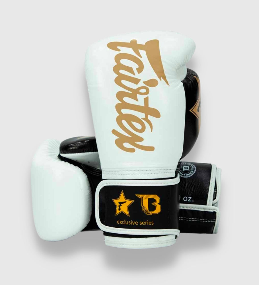 Gants de boxe Fairtex FXB V2 - Blanc/Noir/Doré