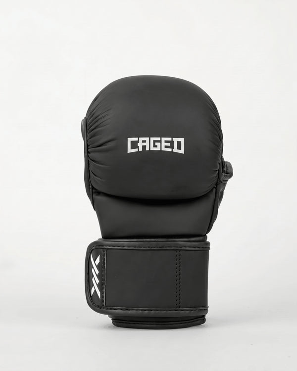 Guantes de sparring MMA Caged Shadow – Negro/Blanco mate