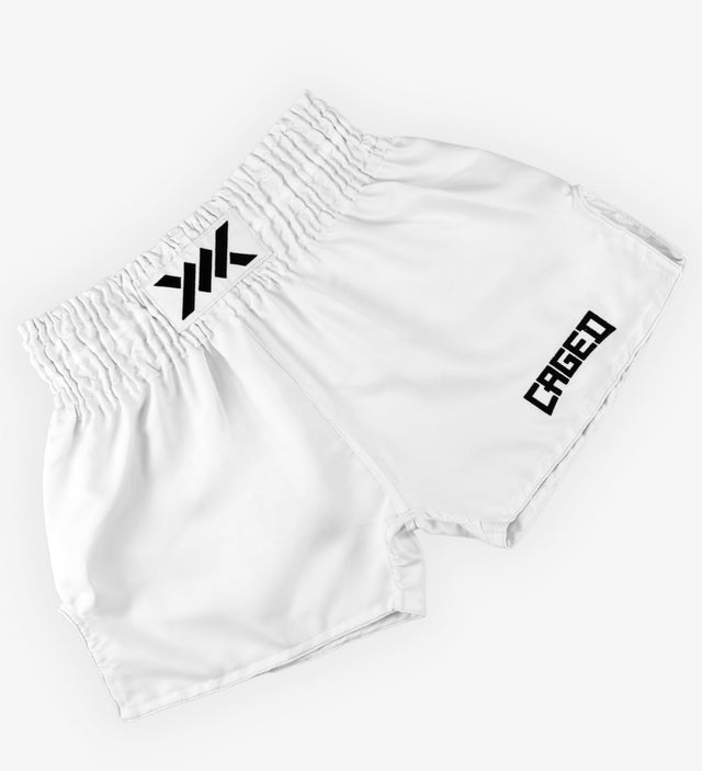 Shorts de Muay Thai Caged Classic – Blanc