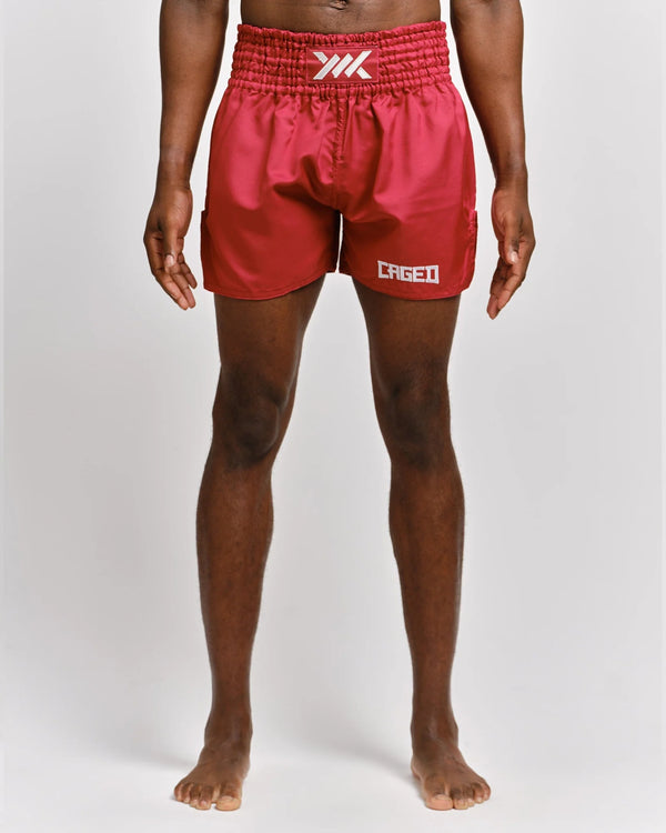 Caged Muay Thai Shorts Classic - Rood/Wit