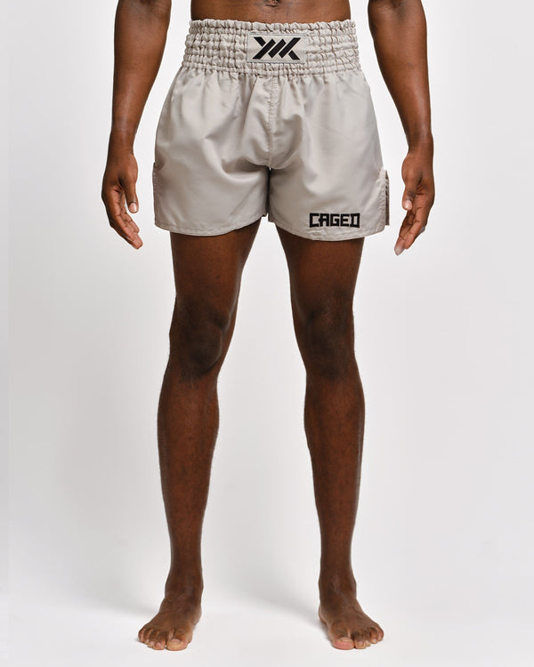 Caged Muay Thai Shorts Classic - Licht Grijs/Zwart