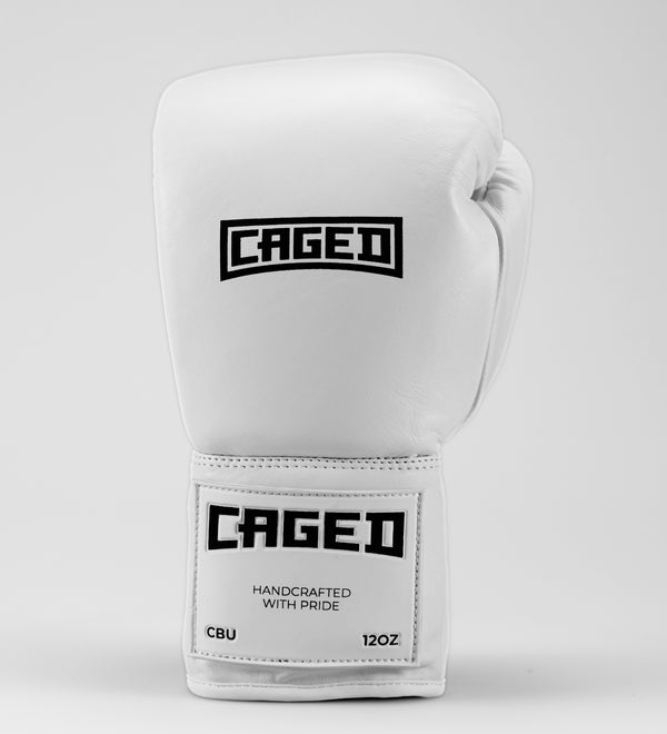 Gants de boxe Caged X Series à lacets – Blanc/Noir