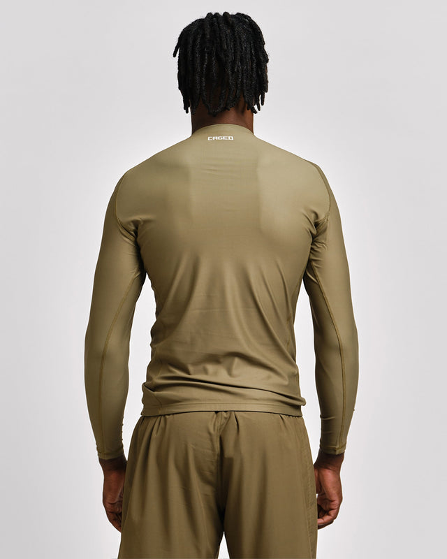 Rashguard Caged Tactical Maniche Lunghe – Verde Militare