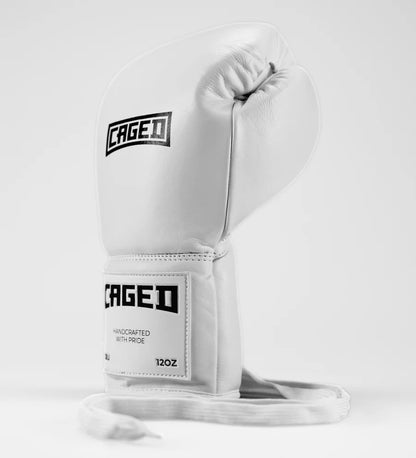 Gants de boxe Caged 'X Series' avec laçage - Blanc/Noir