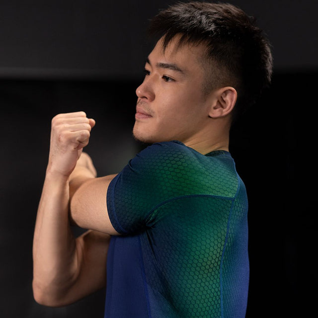Hayabusa Rashguard Fusion Kurzarm – Blau/Grün