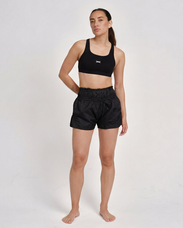 Pantalones de Muay Thai Caged Classic – Negro/Negro