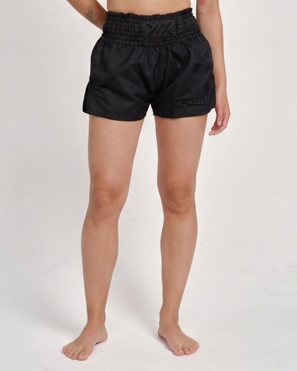 Shorts de Muay Thai Caged Classic – Noir/Noir