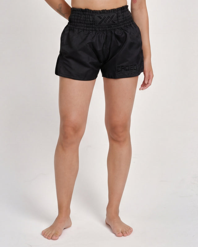 Pantalones de Muay Thai Caged Classic – Negro/Negro