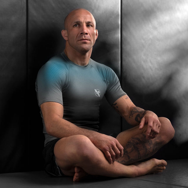 Hayabusa Rashguard Fusion Kurzarm – Grau/Aqua