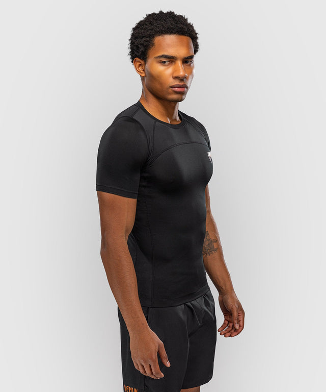 Rashguard Venum G-Fit Revolution manches courtes – Noir/Cuivré