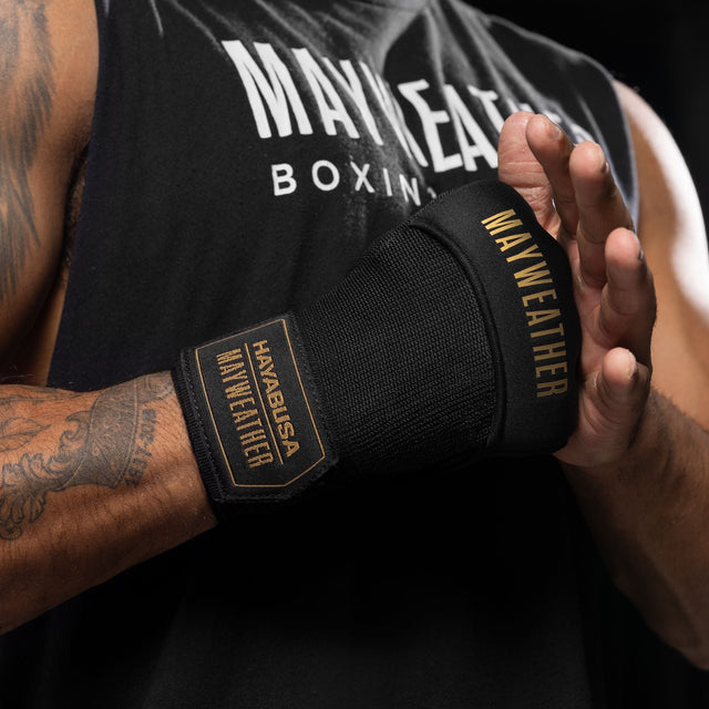 Hayabusa x Mayweather Inner Gloves Deluxe Quick Wraps – Black/Gold
