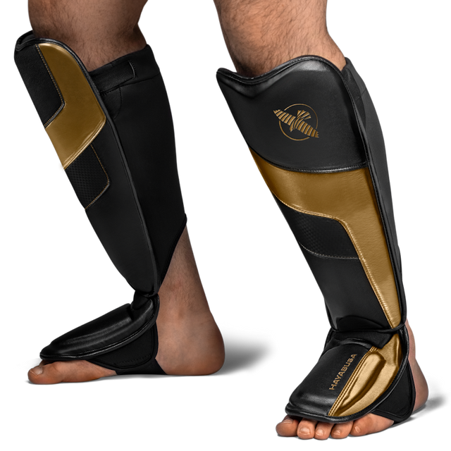 Hayabusa T3 Full Shin Guards - Black/Gold