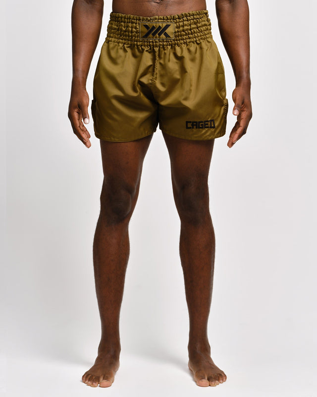 Pantaloncini Muay Thai Caged Classic – Cachi/Nero