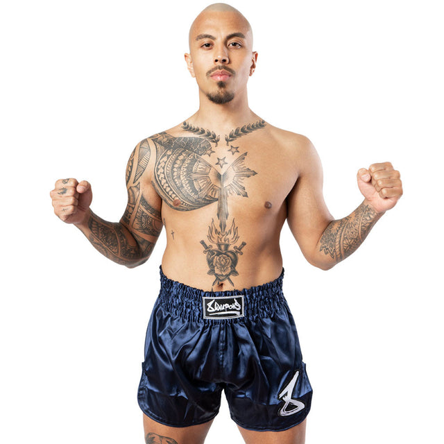 8 WEAPONS Muay Thai Shorts Strike - Donkerblauw/Wit