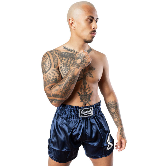 8 WEAPONS Muay Thai Shorts Strike - Donkerblauw/Wit