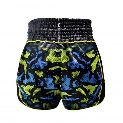 Short Muay Thai Twins TTBL Atlas - Noir/Vert/Bleu