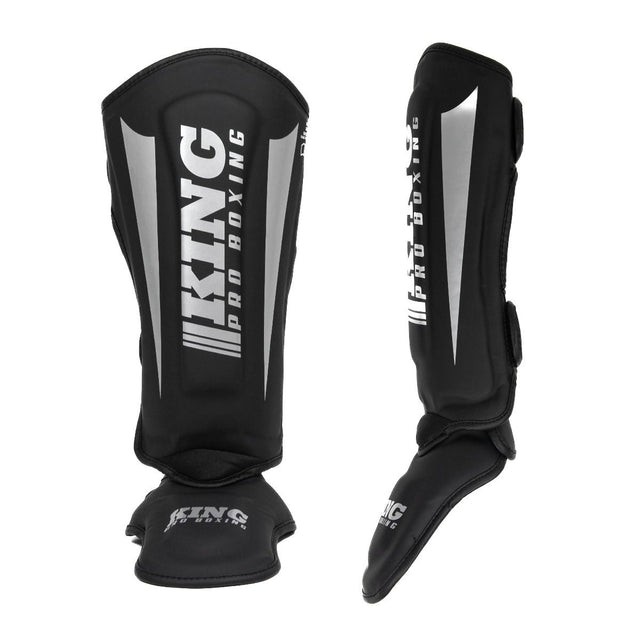 King Pro Boxing Kickboks Scheenbeschermers Revo - Zwart/Zilver