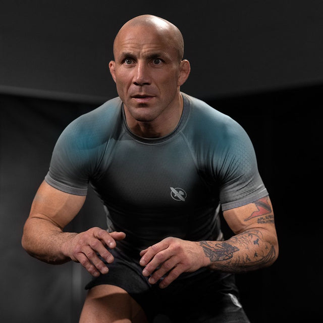 Hayabusa Rashguard Fusion Kurzarm – Grau/Aqua